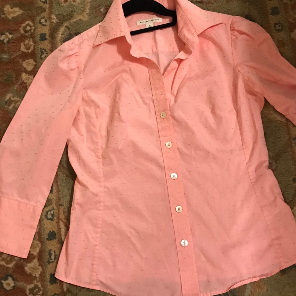 Pink polka dot button down - Picture 3 of 4